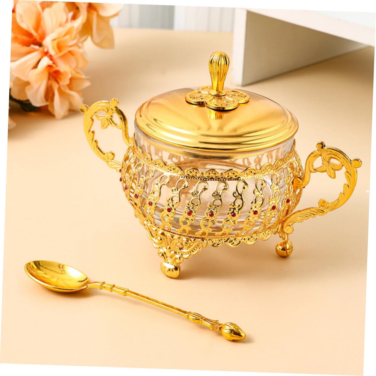 Kitchen Gadgets Gold - Сахарница с крышкой и ложкой, золотая